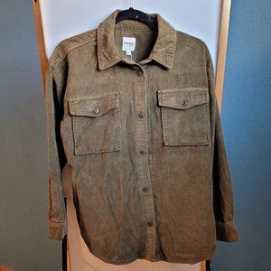 NWT Kensie Jeans Army Green Corduroy Button-Up Small